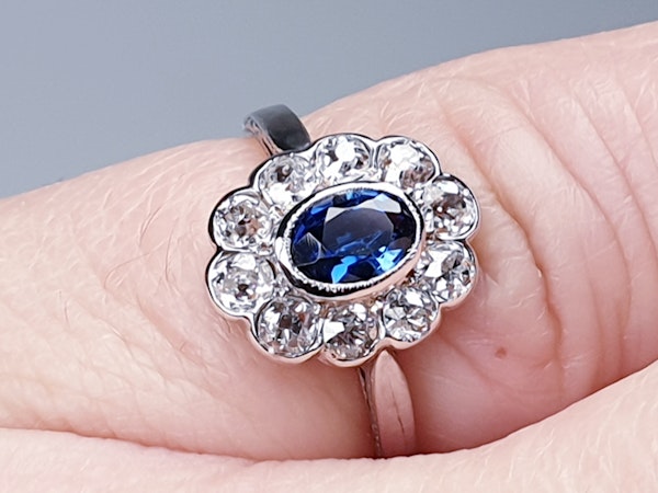 Sapphire and Diamond Cluster Engagement Ring  DBGEMS - image 2
