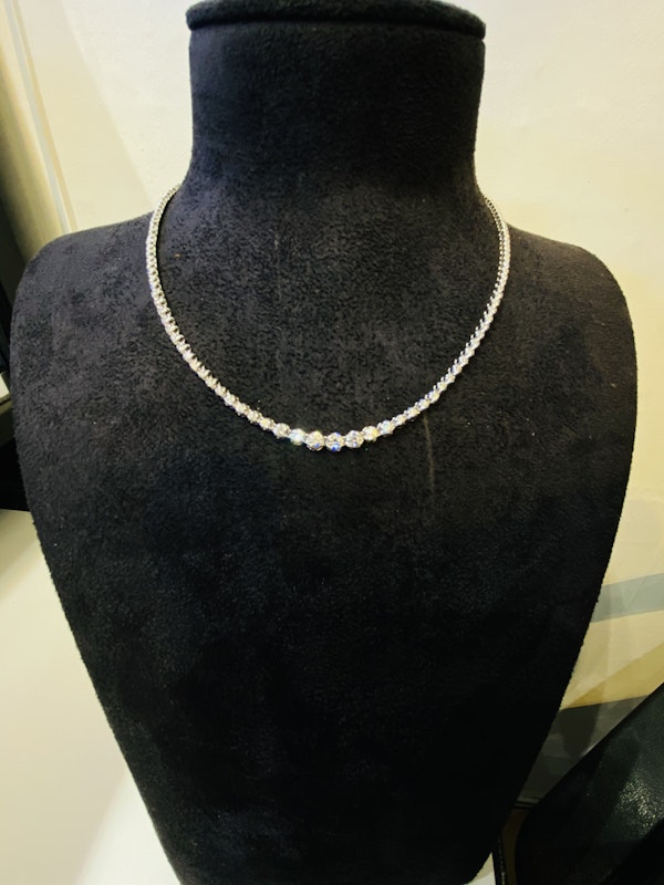 18K white gold 4.50ct Riviera Diamond Necklace - image 4