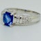 18K white gold 2.86ct Natural Blue Sapphire and 0.32ct Diamond Ring - image 2