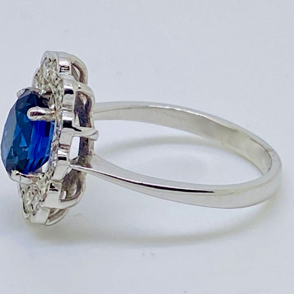 18K white gold 2.00ct Natural Blue Sapphire and 0.50ct Diamond Ring - image 2