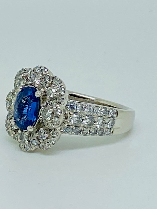 Platinum 1.75ct Natural Blue Sapphire and 2.00ct Diamond Ring - image 2