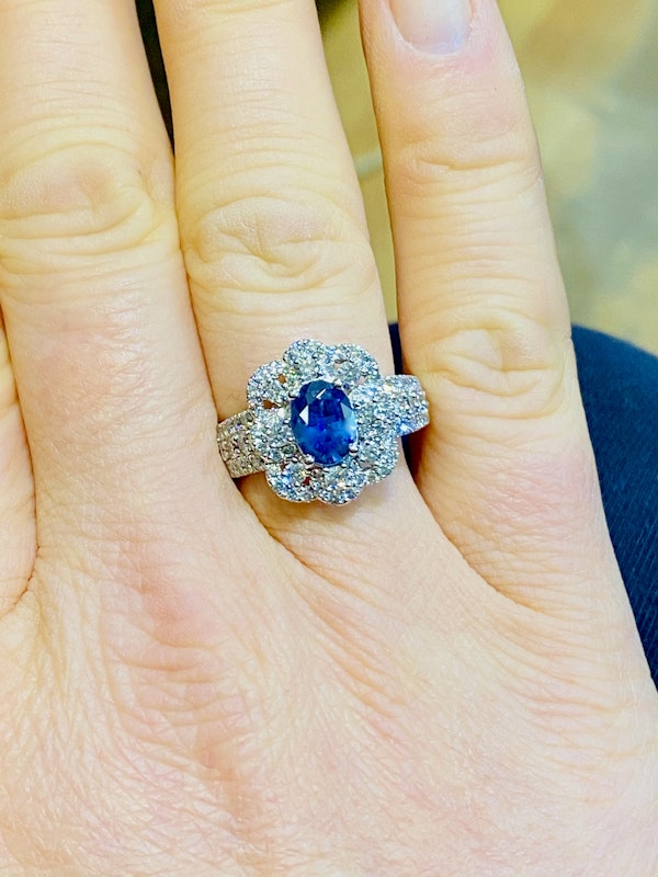 Platinum 1.75ct Natural Blue Sapphire and 2.00ct Diamond Ring - image 4