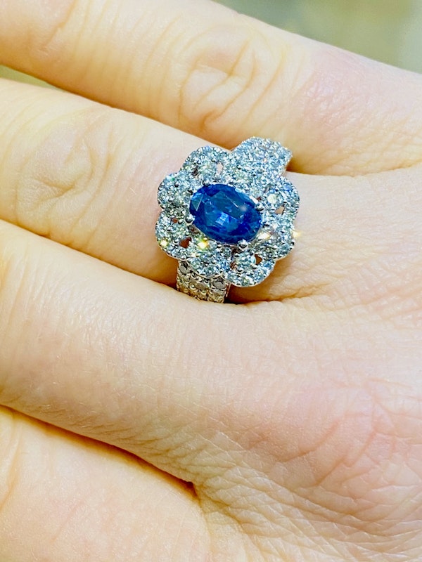 Platinum 1.75ct Natural Blue Sapphire and 2.00ct Diamond Ring - image 5