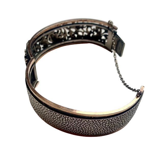 An Art Nouveau French Silver and Gold Bangle - image 4