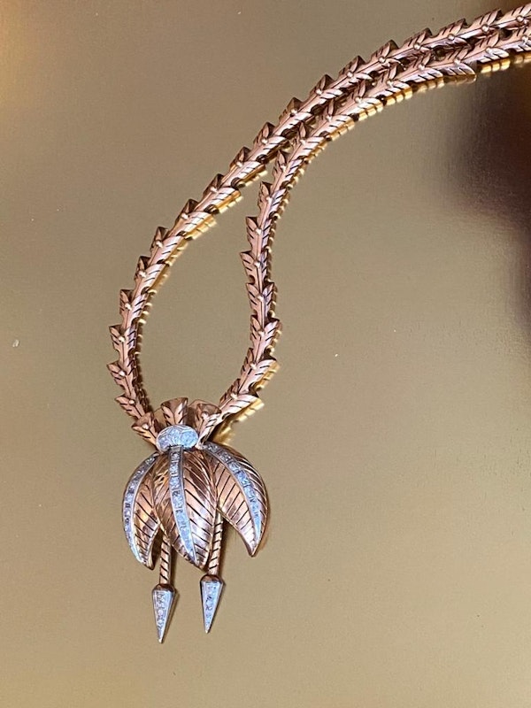 Retro C1950's  Stylised Flower Drop Pendant - image 3