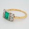 Emerald and diamond tablet shape Art Deco ring - image 3