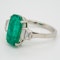 Emerald and diamond oval Art Deco ring with emerald  4.50 ct est. - image 2