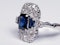 French Art Deco Sapphire and Diamond Ring  DBGEMS - image 2
