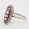 Ruby and diamond Art Deco oval shape platinum ring - image 3
