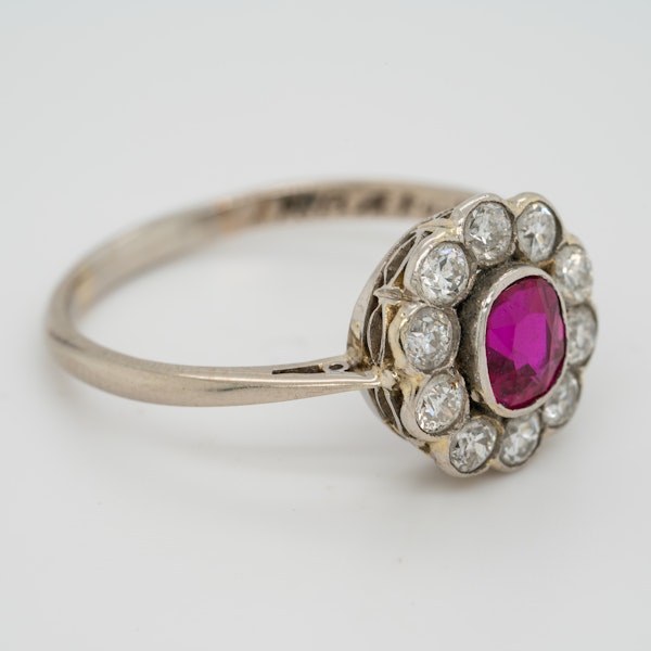 Edwardian ruby and diamond cluster ring - image 2