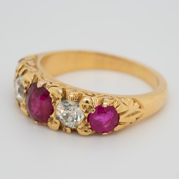 5 stone ruby and diamond ring - image 3