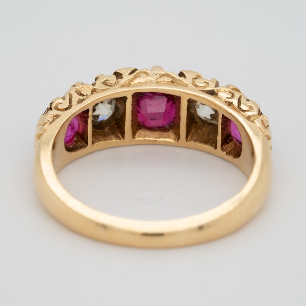 5 stone ruby and diamond ring - image 4