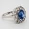 Sapphire and diamond ring, rectangular shape with cut corners - image 2