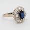 Sapphire and diamond oval cluster ring - image 3