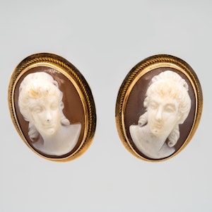Shell Cameo earrings in gold