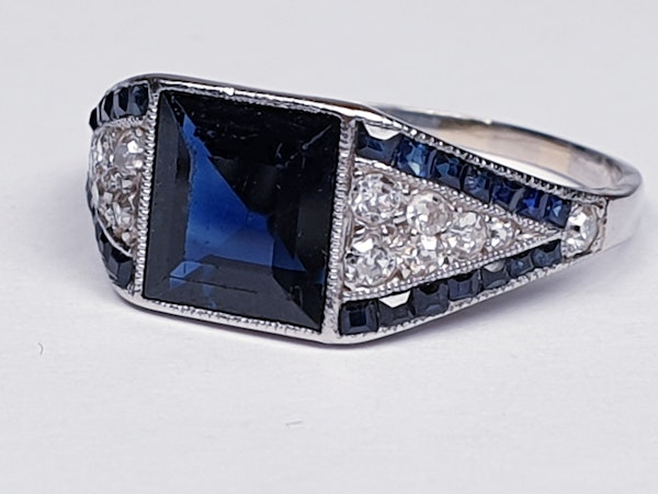 Art Deco Sapphire and Diamond Ring  DBGEMS - image 3