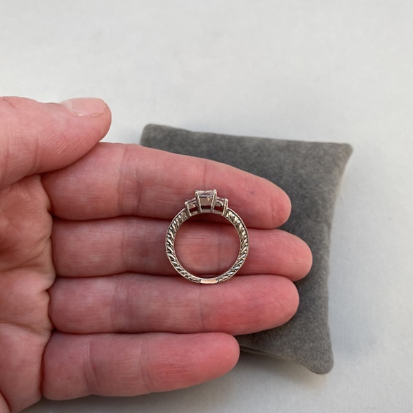1970's, 18ct White Gold Diamond and Sapphire stone set Ring, SHAPIRO & Co since1979 - image 4