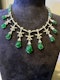 18K white gold Cabochon Natural Emerald and Diamond Necklace - image 3