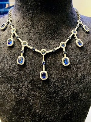 Blue Sapphire & Diamond Necklace