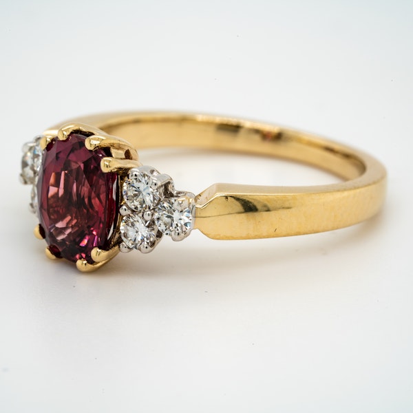 18K yellow gold 2.12ct Natural Ruby and 0.32ct Diamond Ring. - image 3