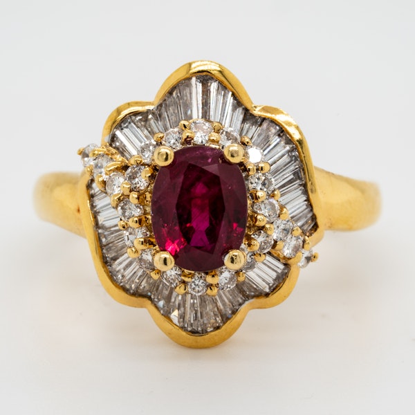 1.26ct Natural Ruby & 1.00ct Diamond Ring - image 1