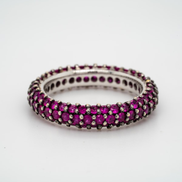 18K white gold 1.25ct Natural Ruby Eternity Ring - image 1