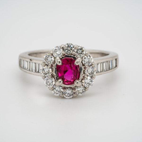 18K white gold 0.50ct Natural Ruby and 1.00ct Diamond Ring - image 1
