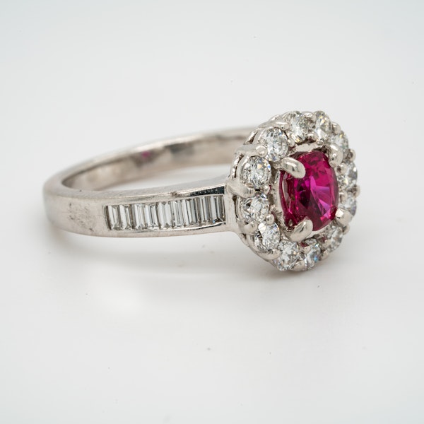 18K white gold 0.50ct Natural Ruby and 1.00ct Diamond Ring - image 2