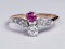 Edwardian Ruby and Diamond Cross Over Ring  DBGEMS - image 1