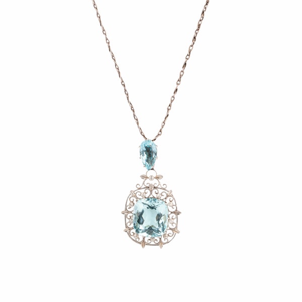 Liberty boxed aquamarine diamond pendant - image 1