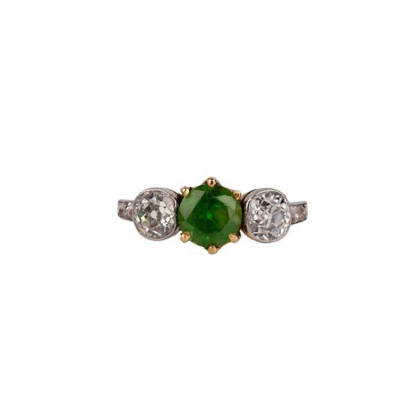 Demantoid garnet diamond ring - image 2