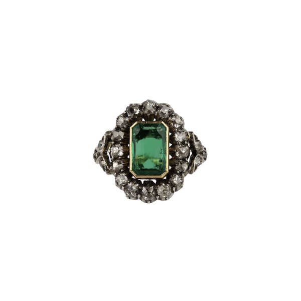 Victorian emerald and diamond ring - image 1