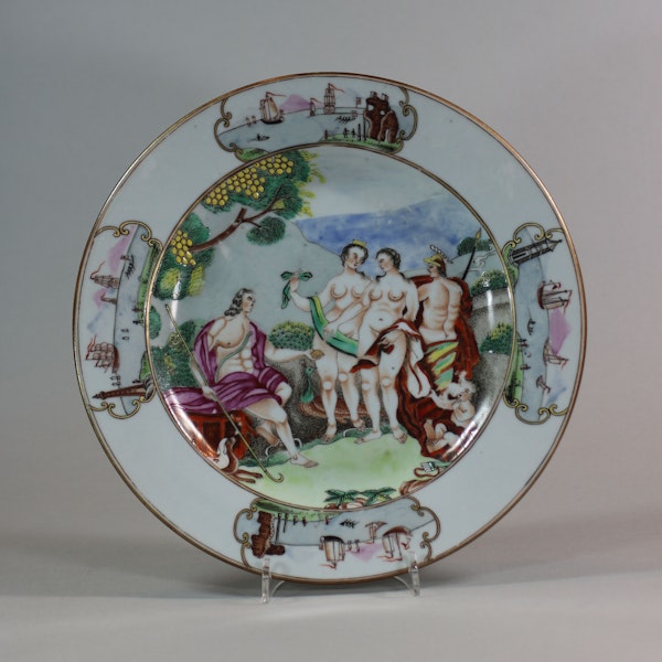 Pair of Chinese Famille Rose ‘Judgement of Paris’ plates, Qianlong (1736-95) - image 5