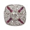 Art Deco Platinum, Ruby & Diamond Ring - image 2