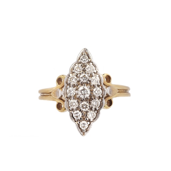 Antique Gold & Diamond Marquise Ring - image 1
