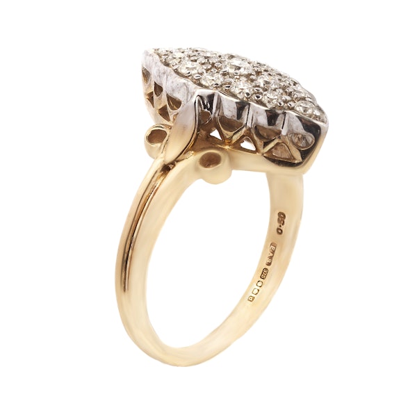 Antique Gold & Diamond Marquise Ring - image 2
