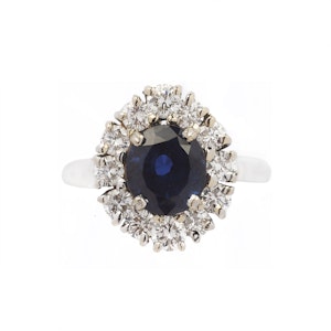 Vintage White Gold, Diamond & Sapphire Ring