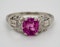 Vintage, Platinum 2.90ct Natural Pink Sapphire and 0.35ct Diamond Ring - image 1