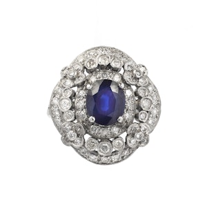 Platinum, Diamond and Sapphire Ring