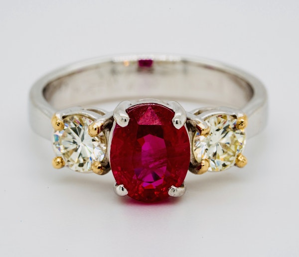 18K white gold 2.14ct Natural Burma Ruby and 0.70ct Diamond Ring. - image 1