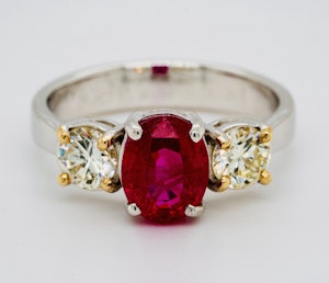 18K white gold 2.14ct Natural Burma Ruby and 0.70ct Diamond Ring.