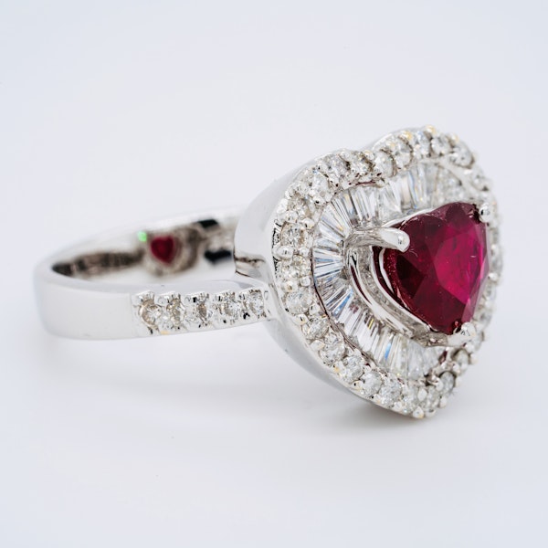 18K white gold 1.63ct Natural Ruby and 1.25ct Diamond Ring - image 2