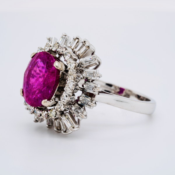 18K white gold 5.00ct Natural Ruby and 1.90ct Diamond Ring - image 2