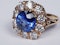 Large sapphire and diamond cluster engagement ring  DBGEMS - image 1