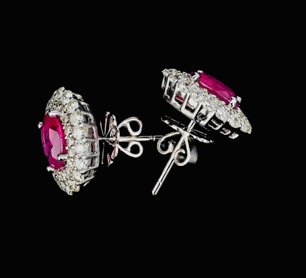 18K white gold 2.73ct Natural Ruby and 2.28ct Diamond Earrings - image 2