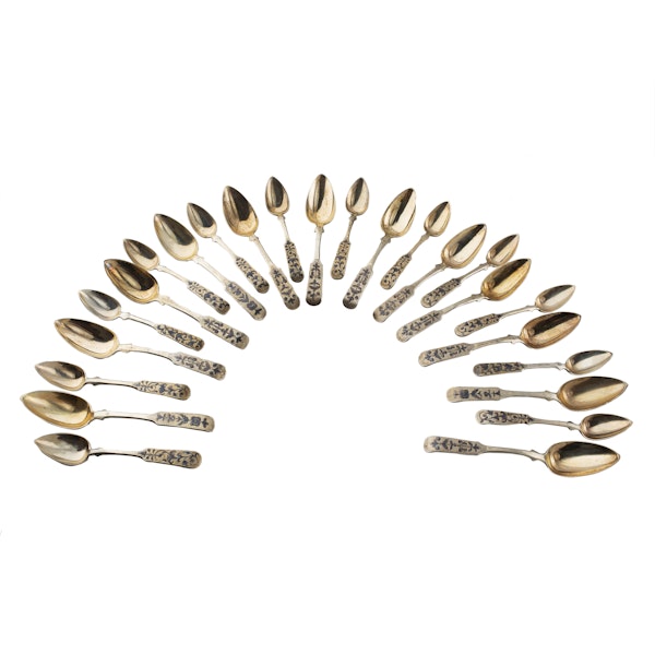 A Set of Twenty-Four Silver Gilt Niello Spoons - image 1