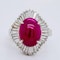 Platinum 7.07ct Natural Cabochon Ruby and 1.22ct Diamonds Ring. - image 1