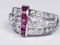 art deco diamond and ruby dress ring  DBGEMS - image 1
