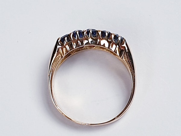 Antique three row sapphire diamond and ruby ring  DBGEMS - image 2