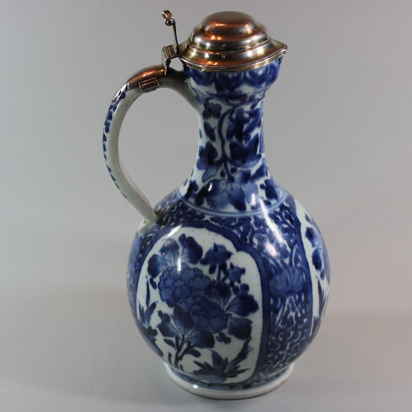 Japanese blue and white Arita ewer, circa 1680, with early mounts - image 1